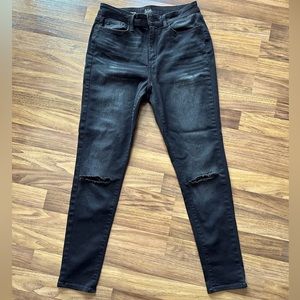 A.N.A High Rise Slit Knee Jegging Skinny Jeans Black Distressed